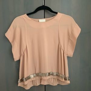 Greylin Short Sleeve Top In Dusty Pink w/ Metallic